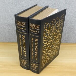 EASTON PRESS ROOSEVELT Volume 1 & 2 by James MacGregor Burns Leather Bound Set